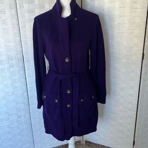 Ralph Lauren Purple Knit Womens Cardigan Jacket Long Size Large